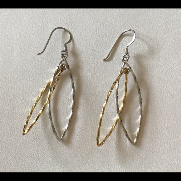 Vintage Sterling 925 Silver/Gold Earrings - Picture 6 of 6